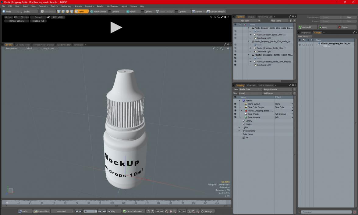 3D model Plastic Dropping Bottle 10ml Mockup