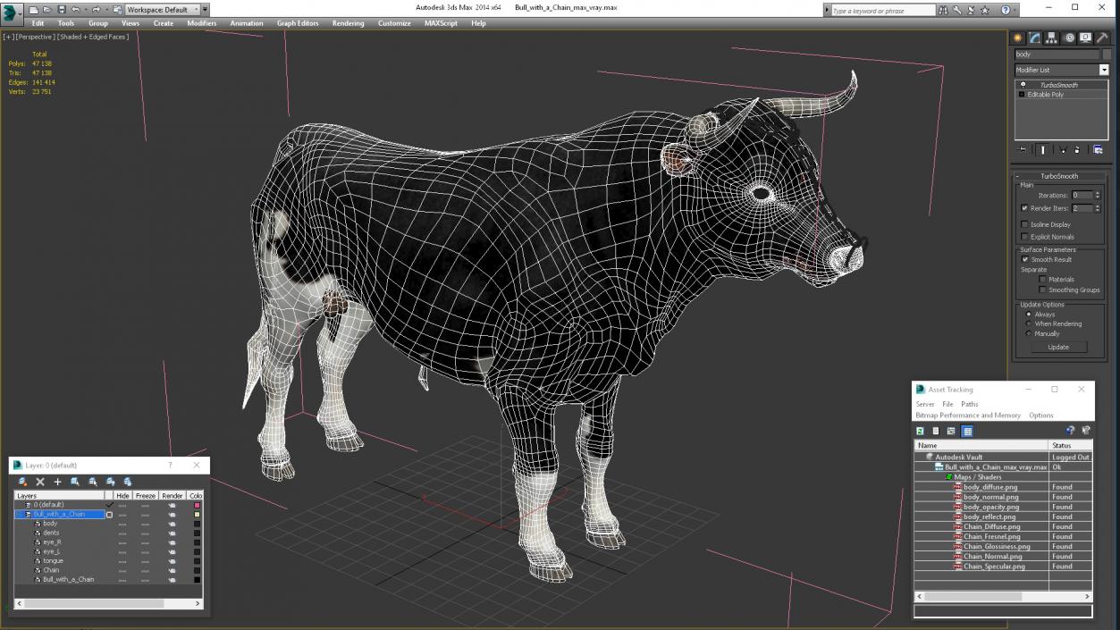 Bull with a Chain 3D