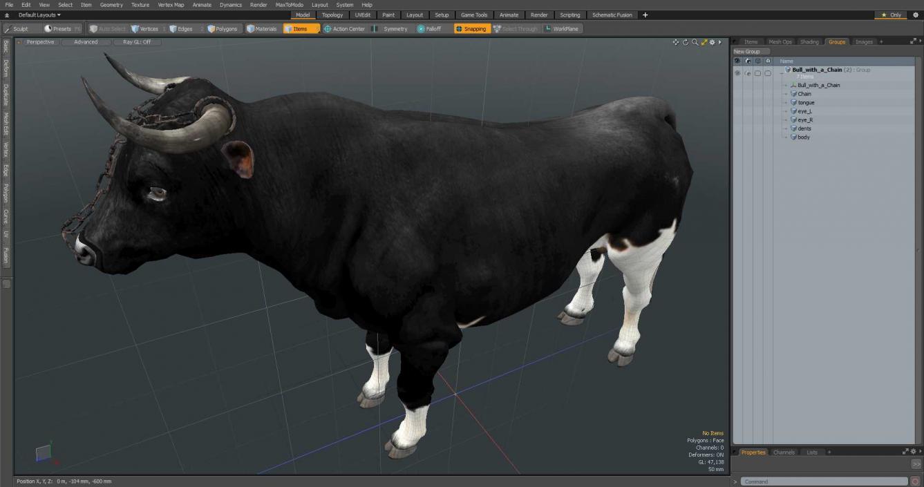 Bull with a Chain 3D