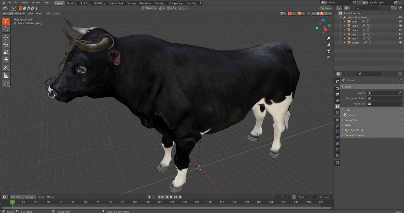 Bull with a Chain 3D