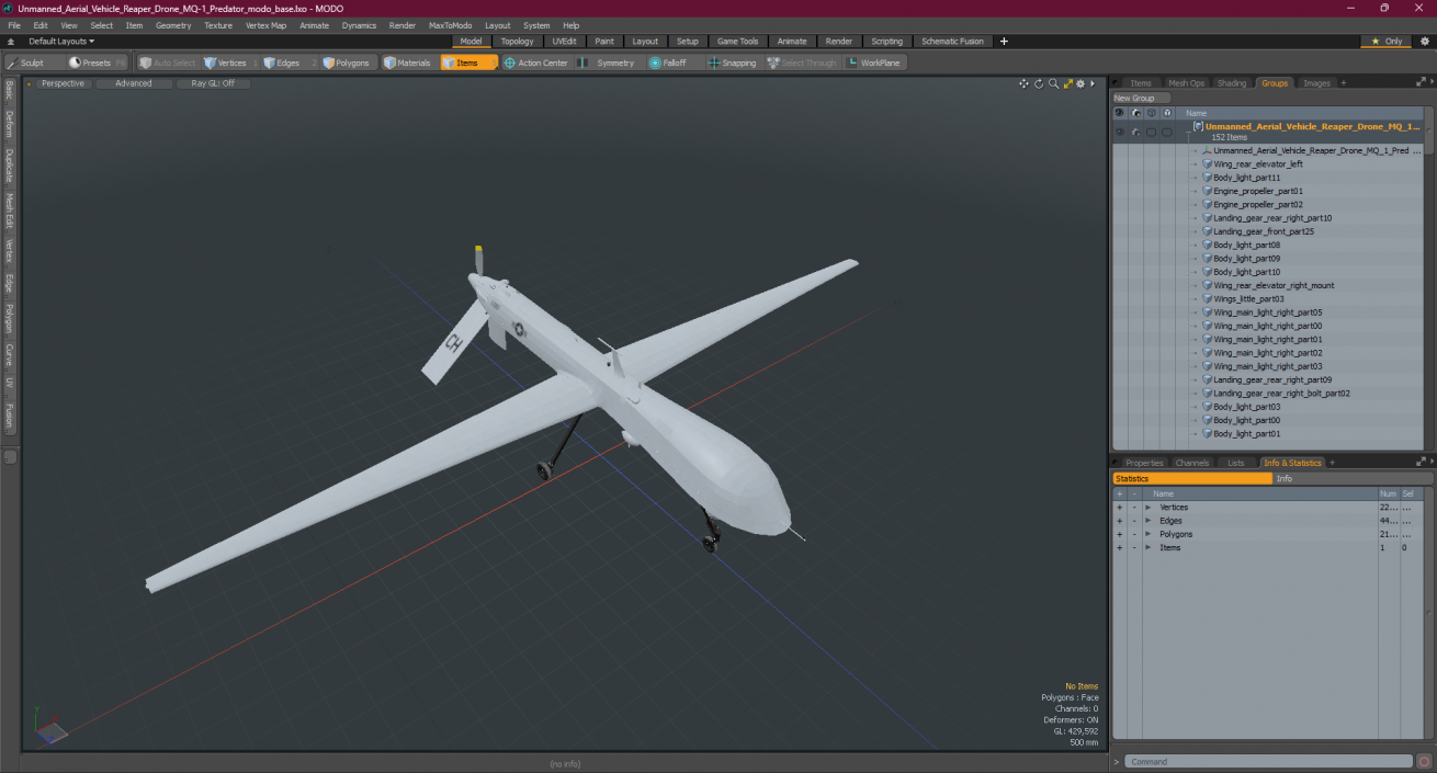 3D model Unmanned Aerial Vehicle Reaper Drone MQ-1 Predator