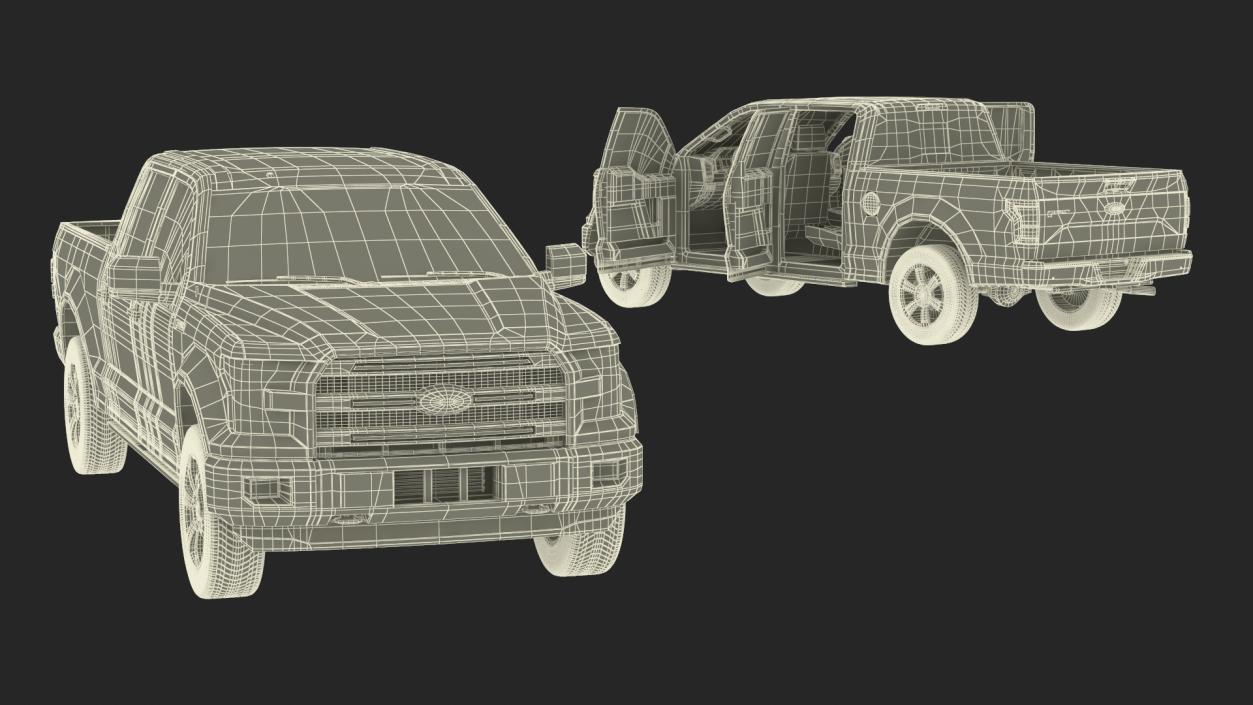 3D Ford F150 Pickup Truck Simple Interior model