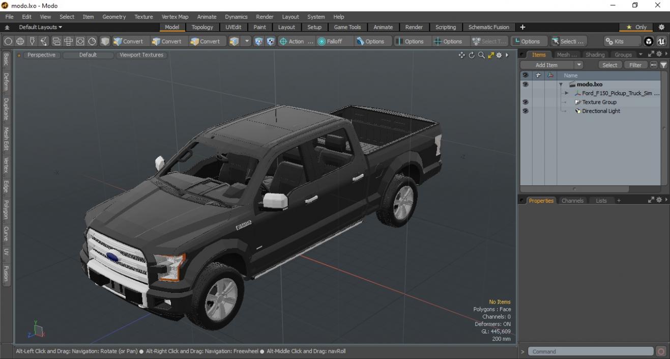 3D Ford F150 Pickup Truck Simple Interior model