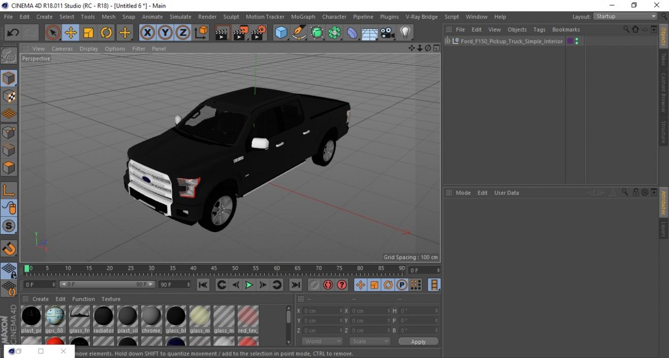 3D Ford F150 Pickup Truck Simple Interior model