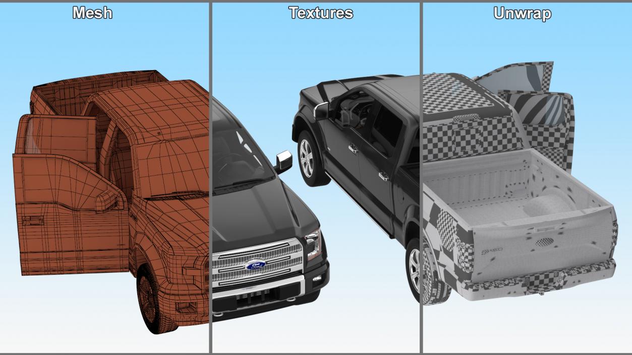 3D Ford F150 Pickup Truck Simple Interior model