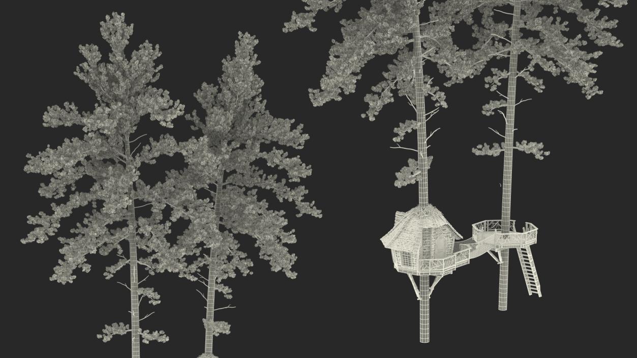 Large Tree House with Pines 3D