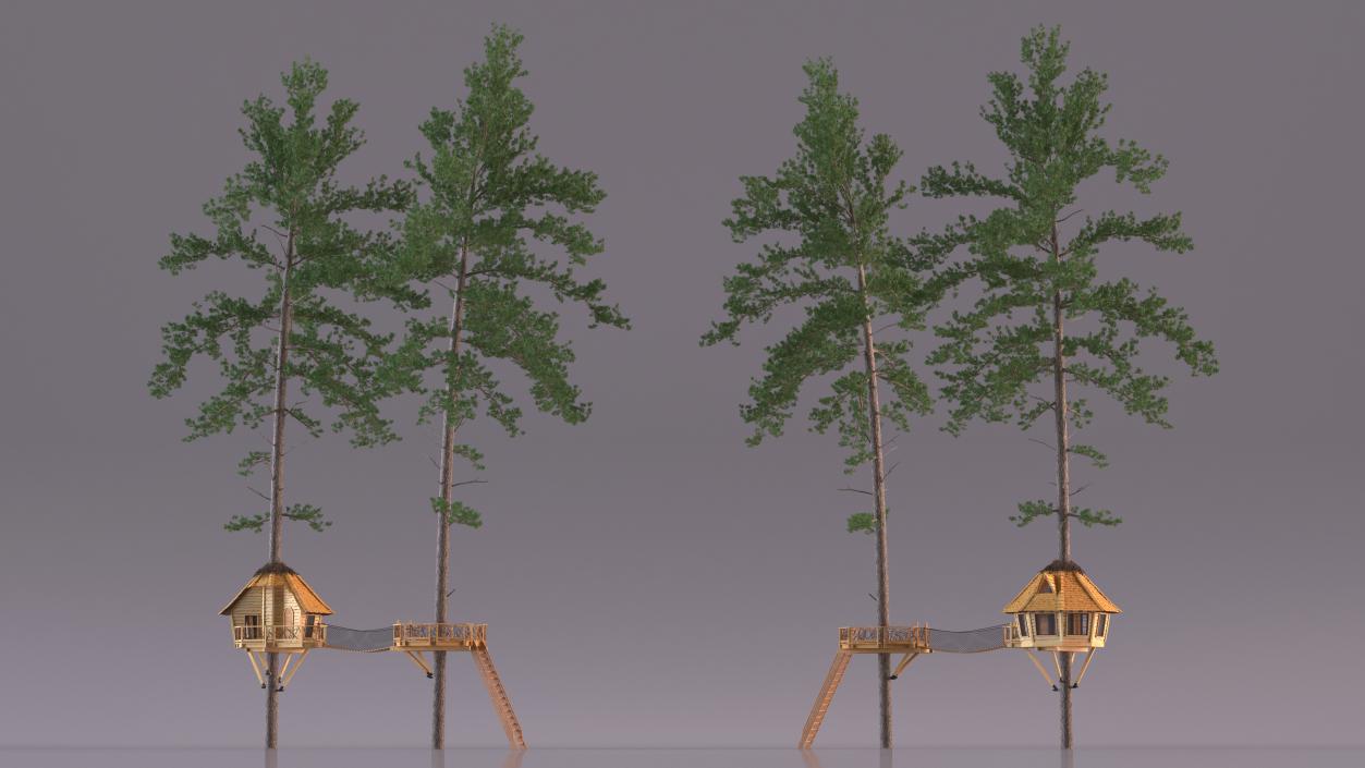 Large Tree House with Pines 3D