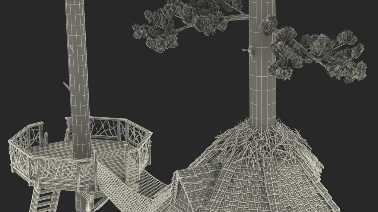 Large Tree House with Pines 3D