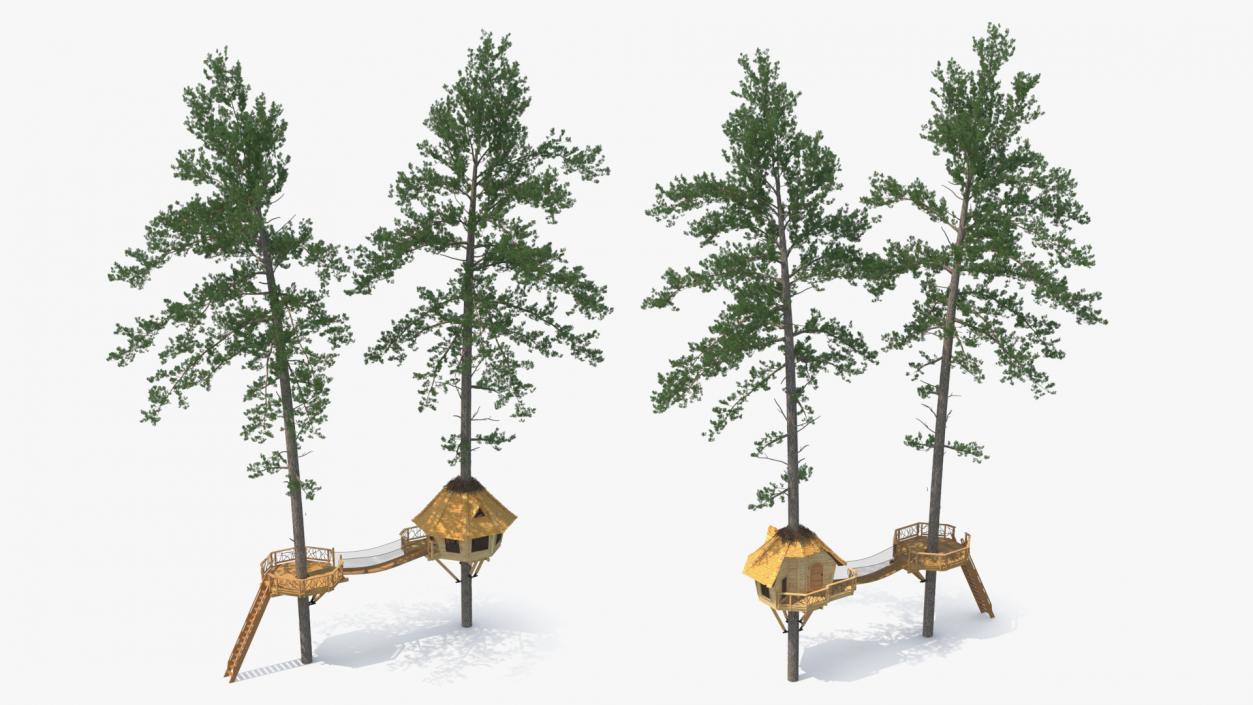 Large Tree House with Pines 3D