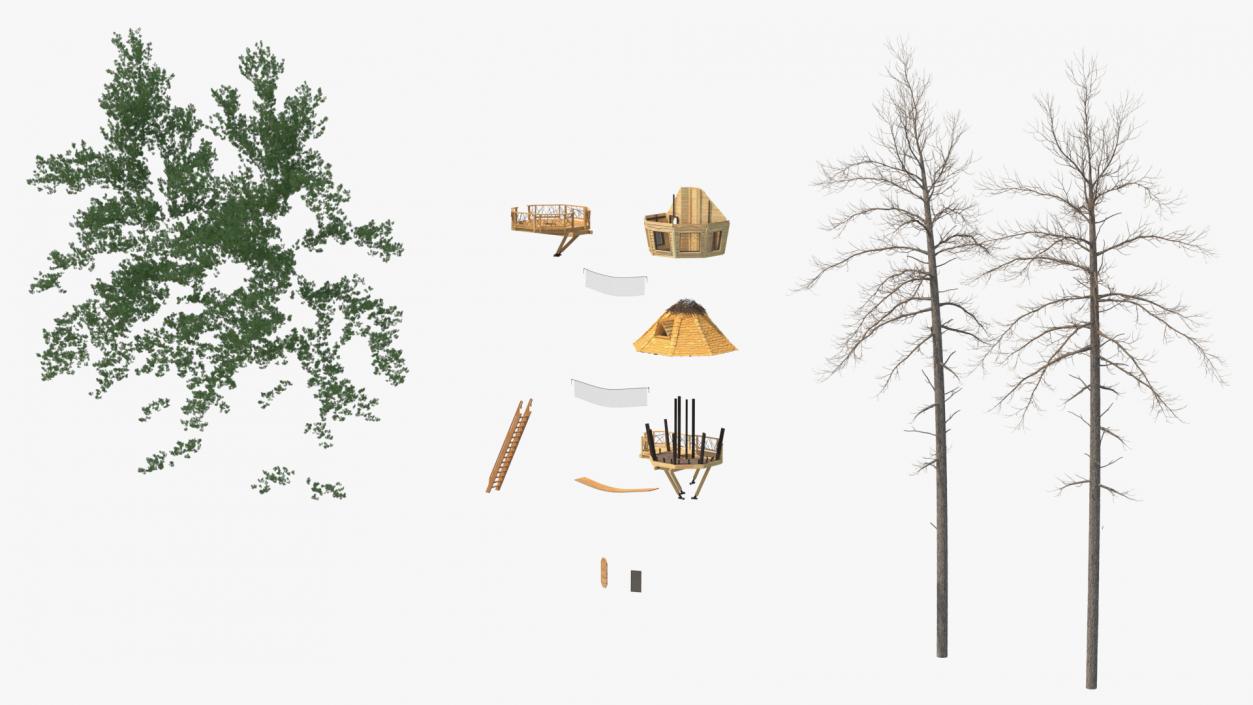 Large Tree House with Pines 3D