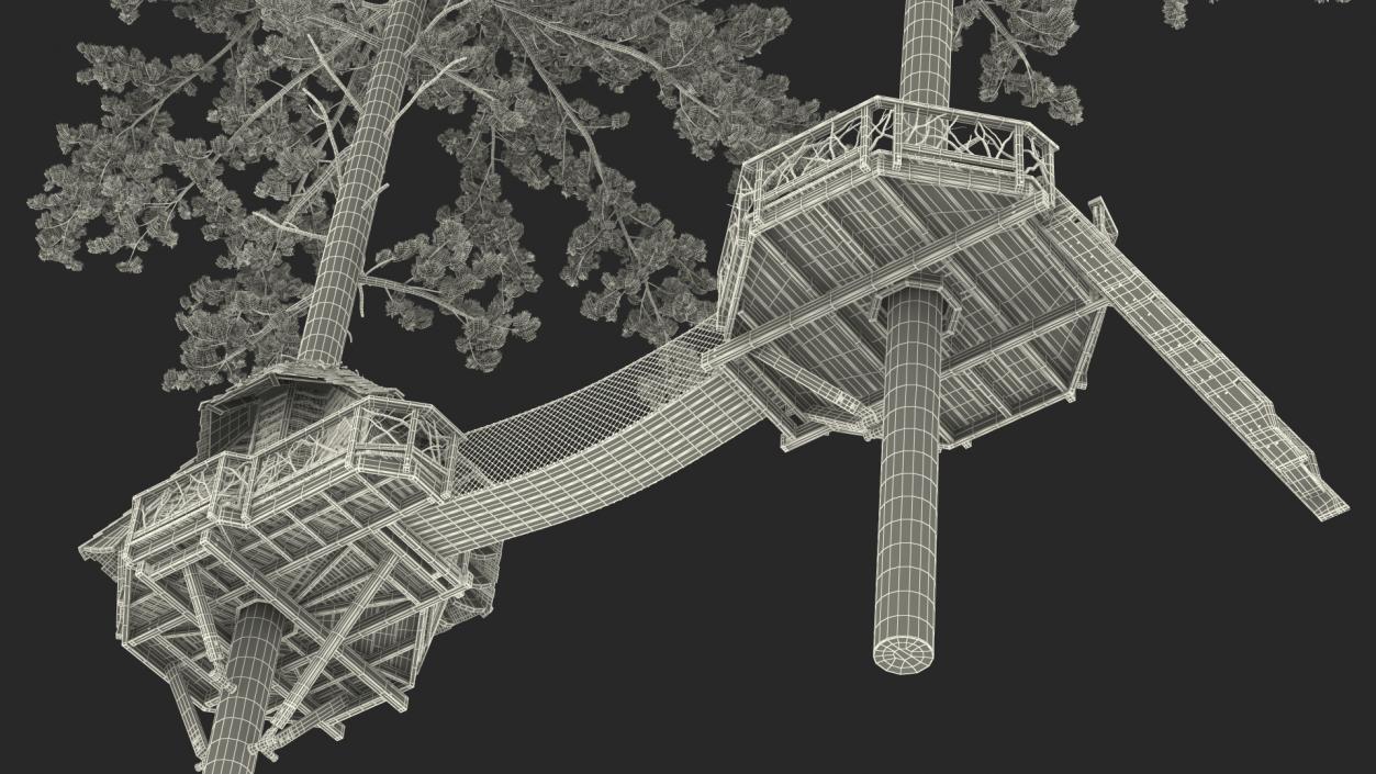 Large Tree House with Pines 3D