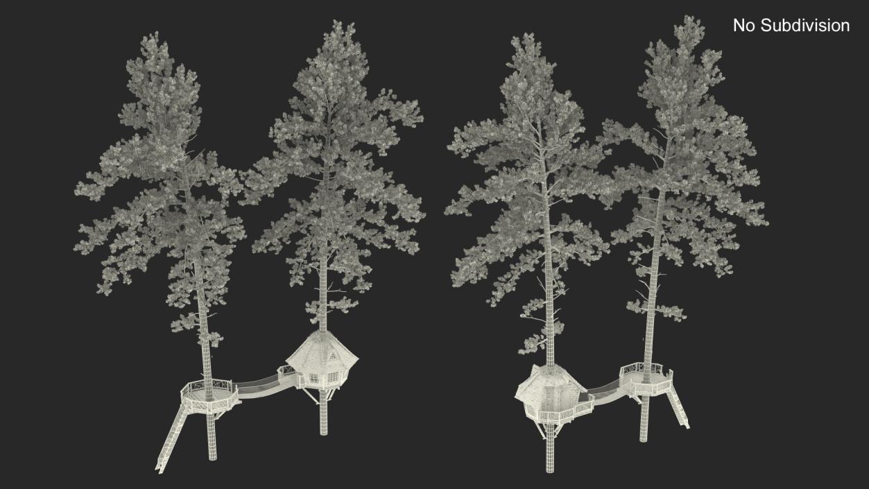 Large Tree House with Pines 3D