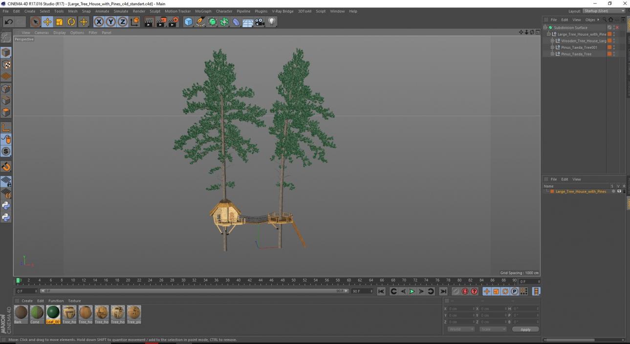 Large Tree House with Pines 3D