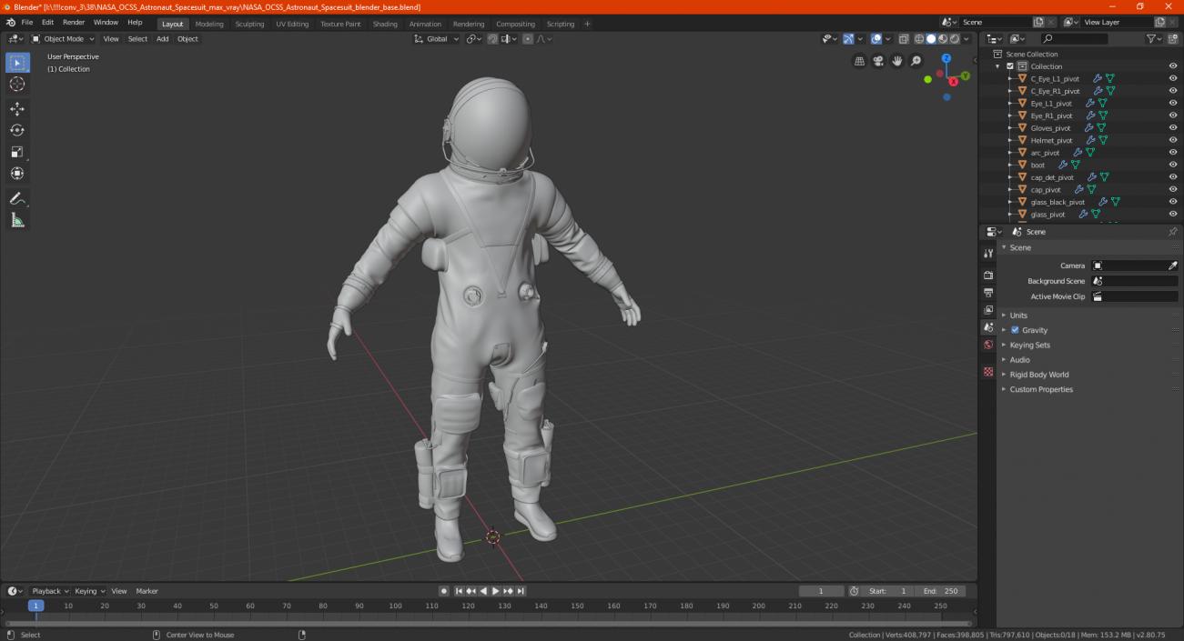 NASA OCSS Astronaut Spacesuit 3D model