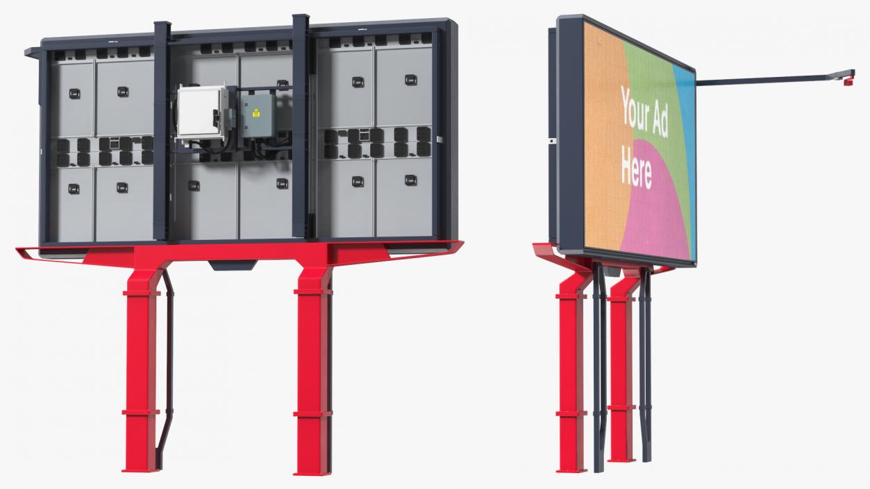 Digital Billboard 6x3 on Two Poles 3D model