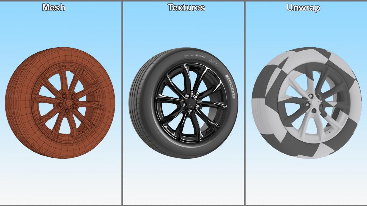 Alloy Wheel with Tire Black 3D