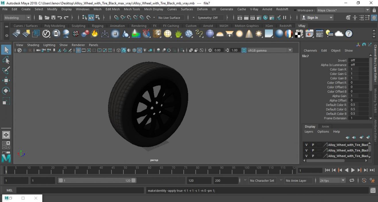 Alloy Wheel with Tire Black 3D