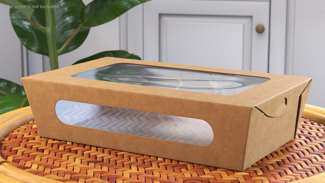 3D model Medium Kraft Salad Box with Clear Window