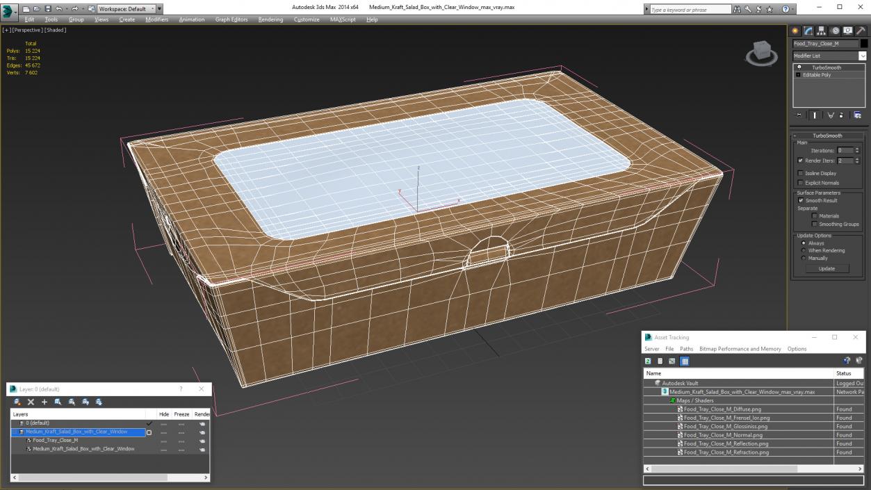 3D model Medium Kraft Salad Box with Clear Window