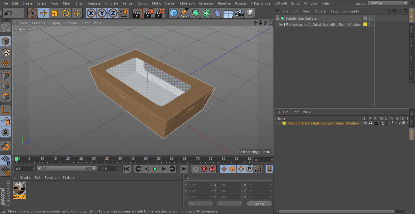 3D model Medium Kraft Salad Box with Clear Window