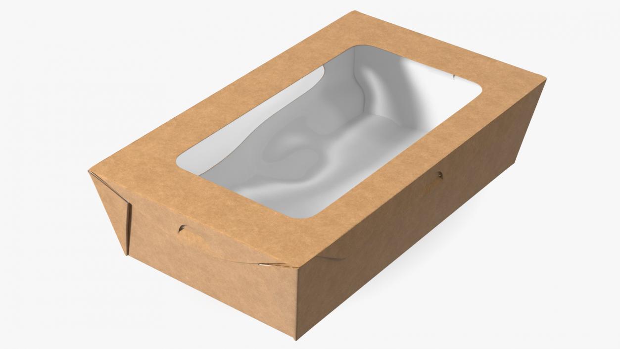 3D model Medium Kraft Salad Box with Clear Window