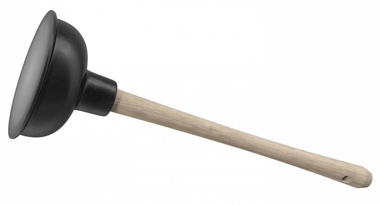 3D model Household Plunger with Wooden Stick