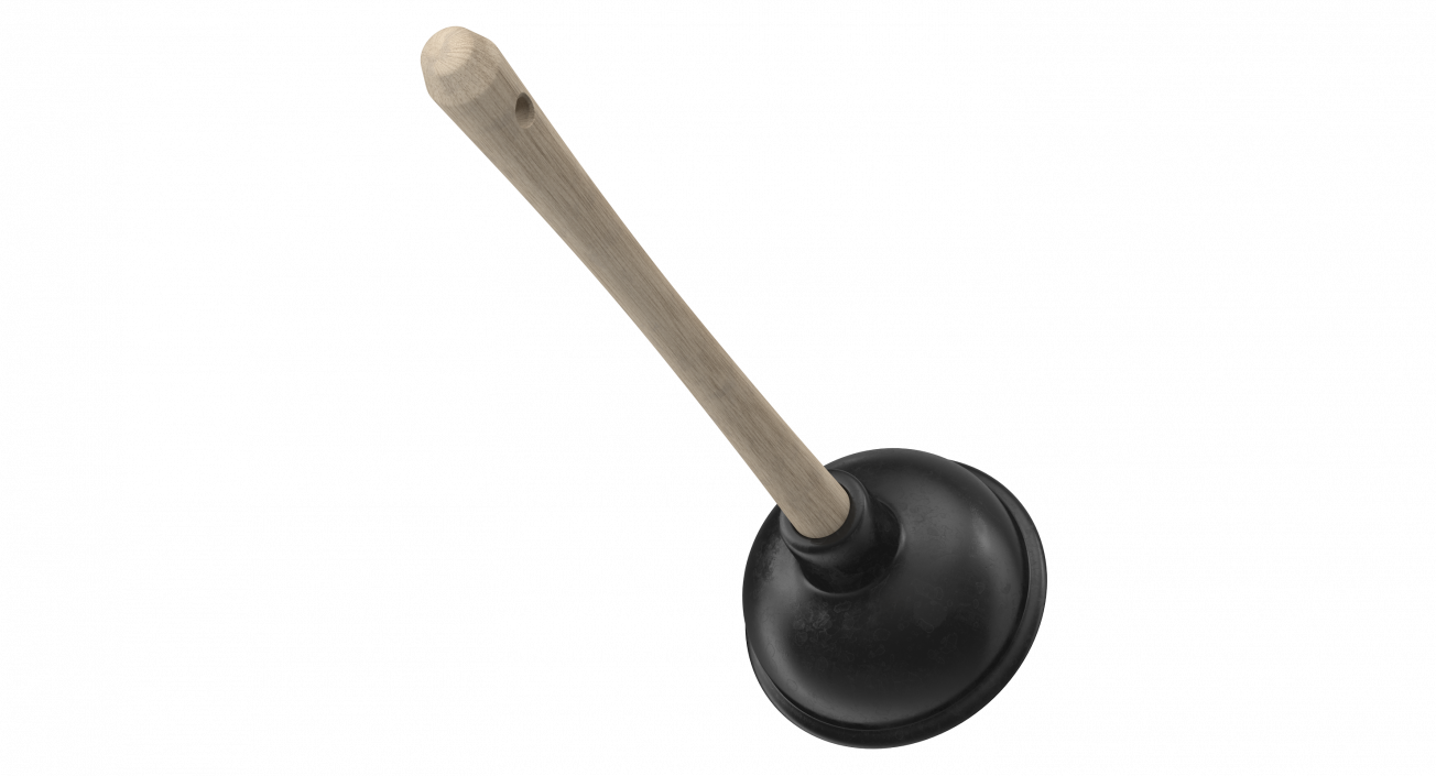 3D model Household Plunger with Wooden Stick