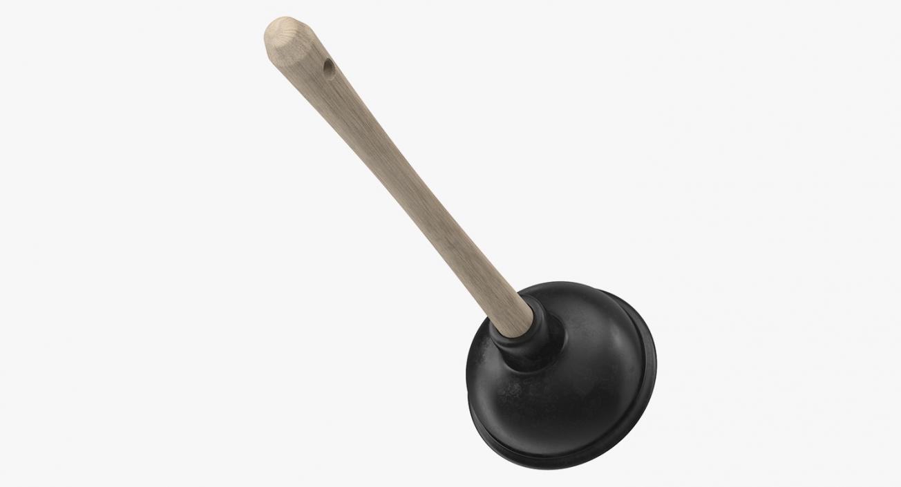 3D model Household Plunger with Wooden Stick