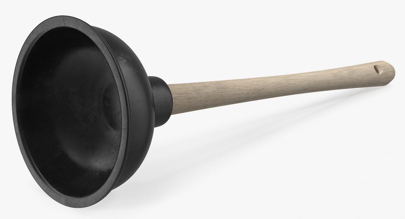 3D model Household Plunger with Wooden Stick