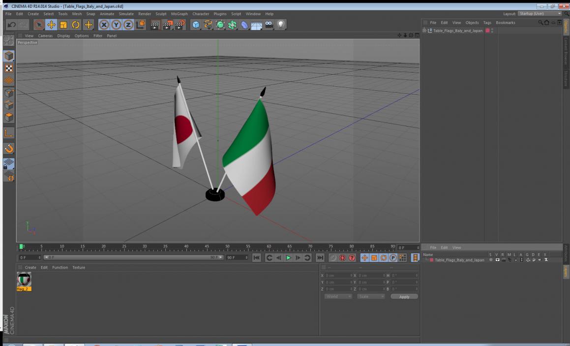 Table Flags Italy and Japan 3D