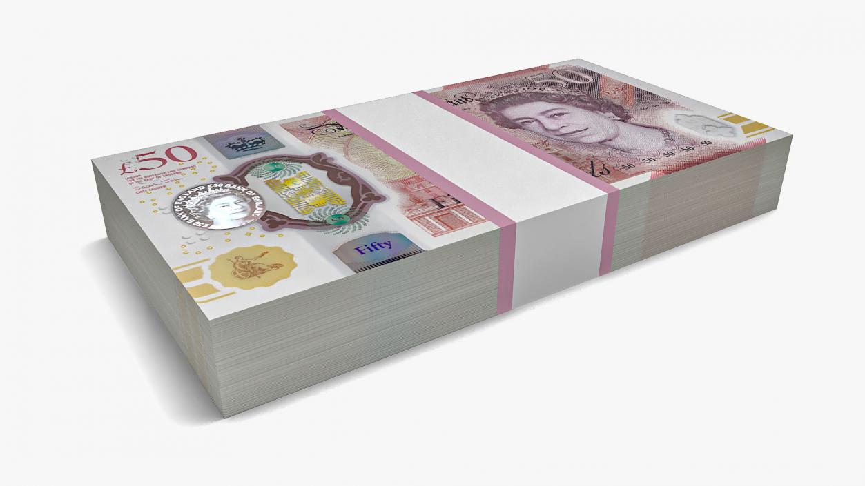 3D British Currency 50 Pounds Pack