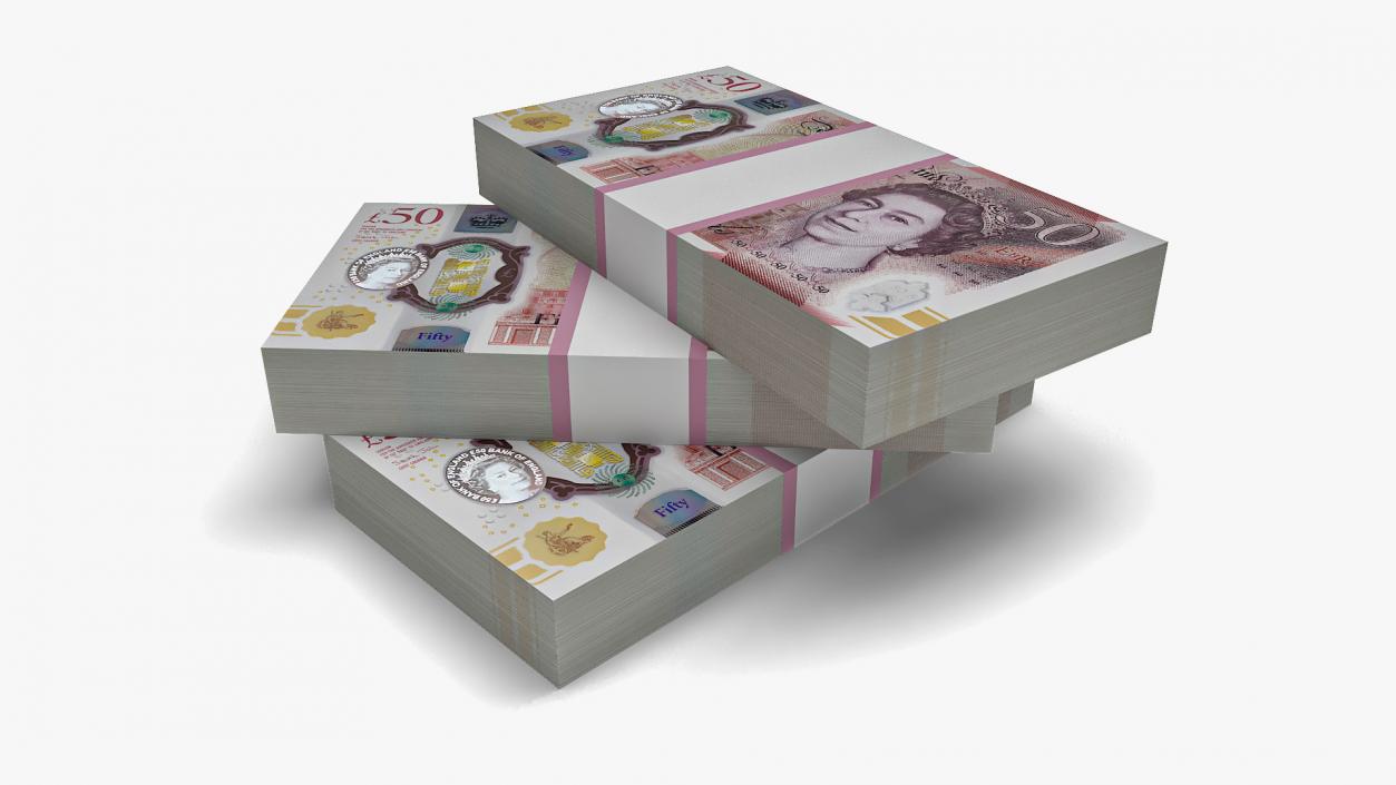 3D British Currency 50 Pounds Pack