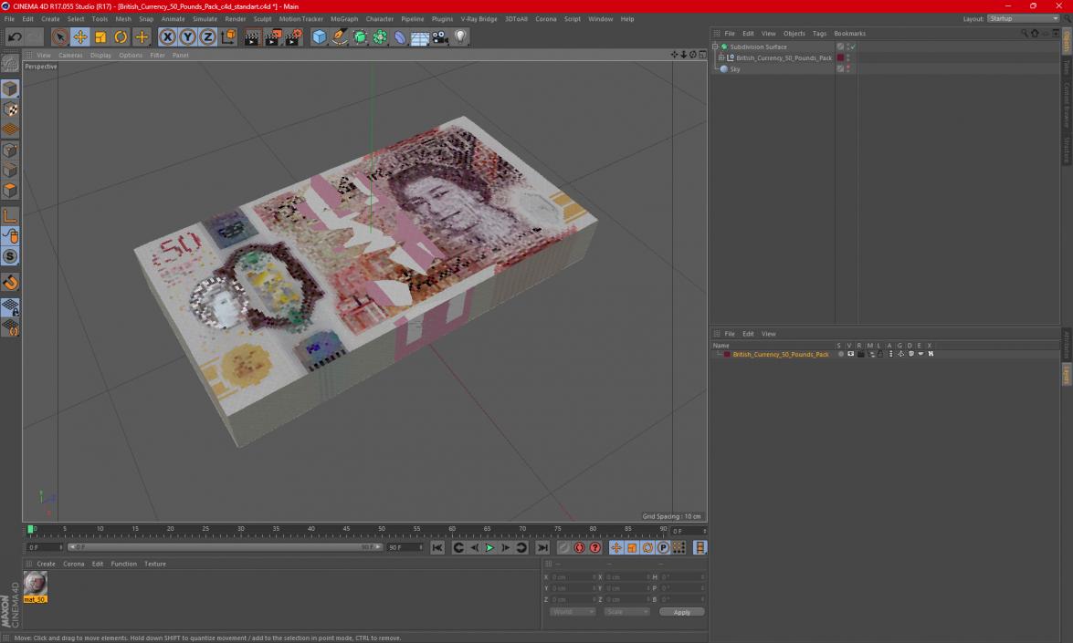 3D British Currency 50 Pounds Pack