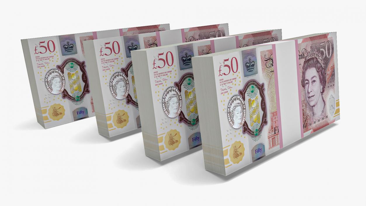 3D British Currency 50 Pounds Pack