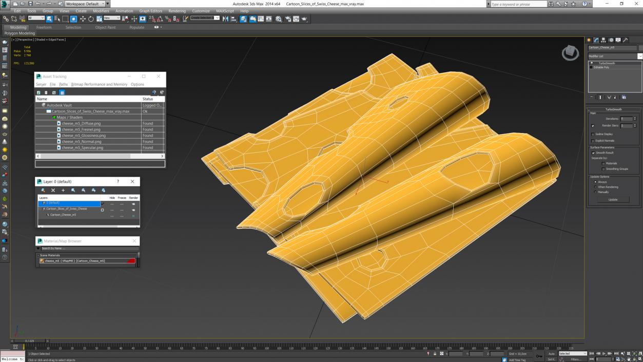 3D model Cartoon Slices of Swiss Cheese