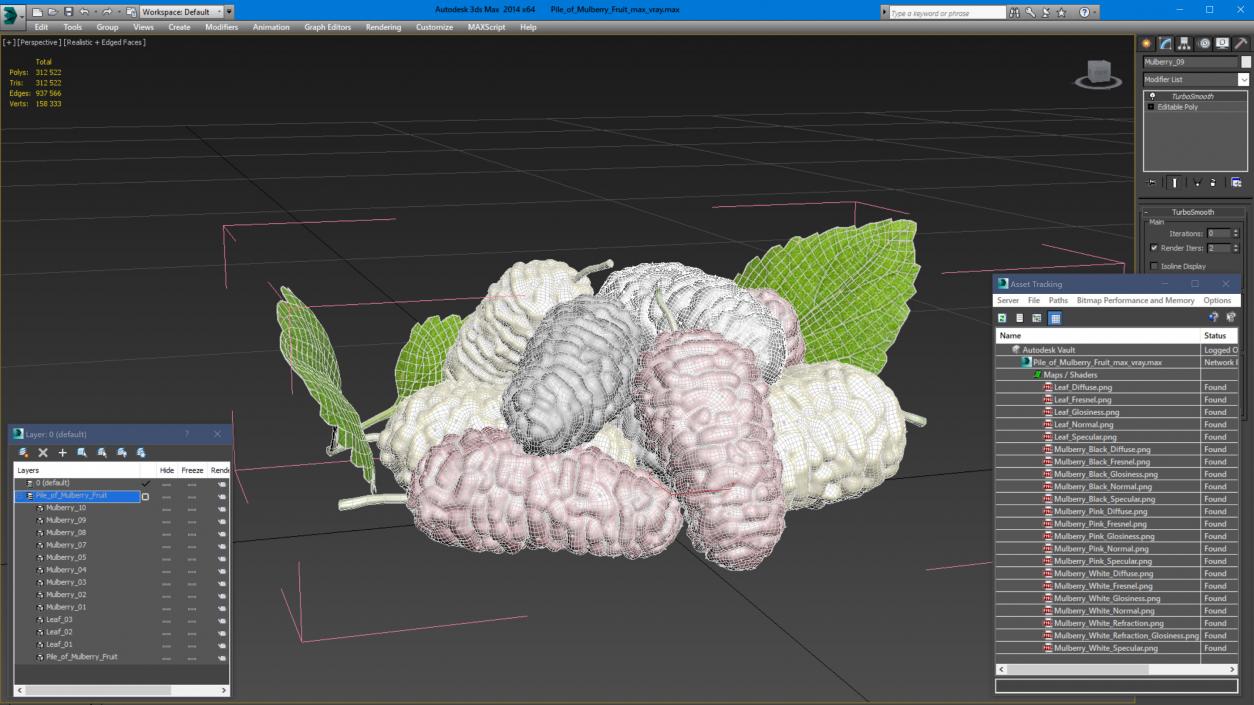 Pile of Mulberry Fruit 3D