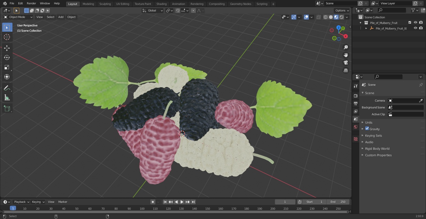 Pile of Mulberry Fruit 3D