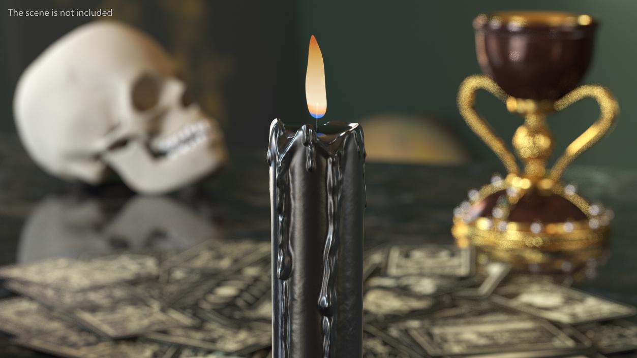 Single Burning Candle Black 3D