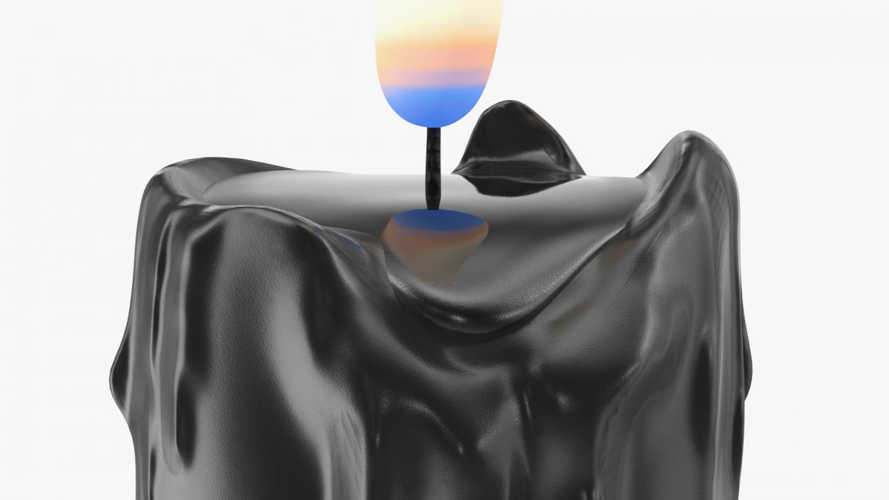 Single Burning Candle Black 3D