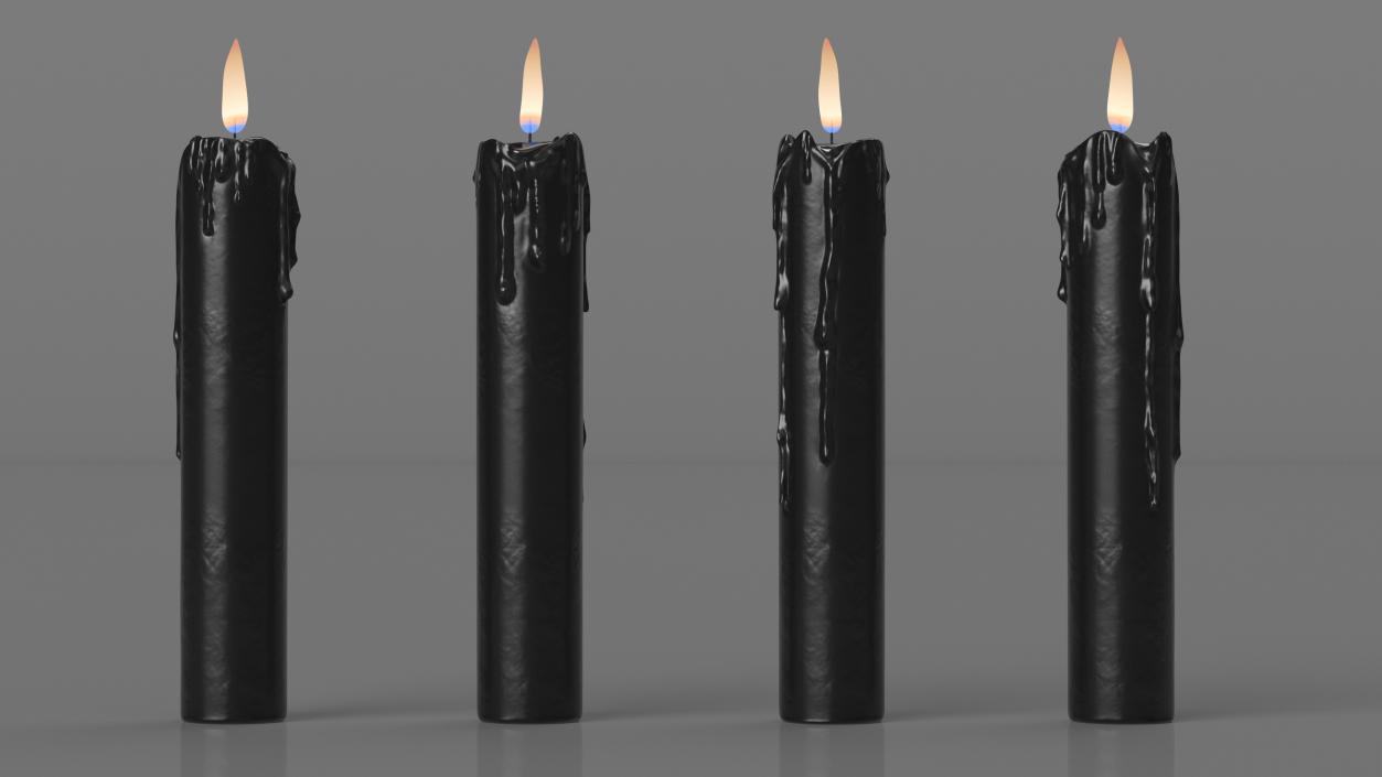 Single Burning Candle Black 3D