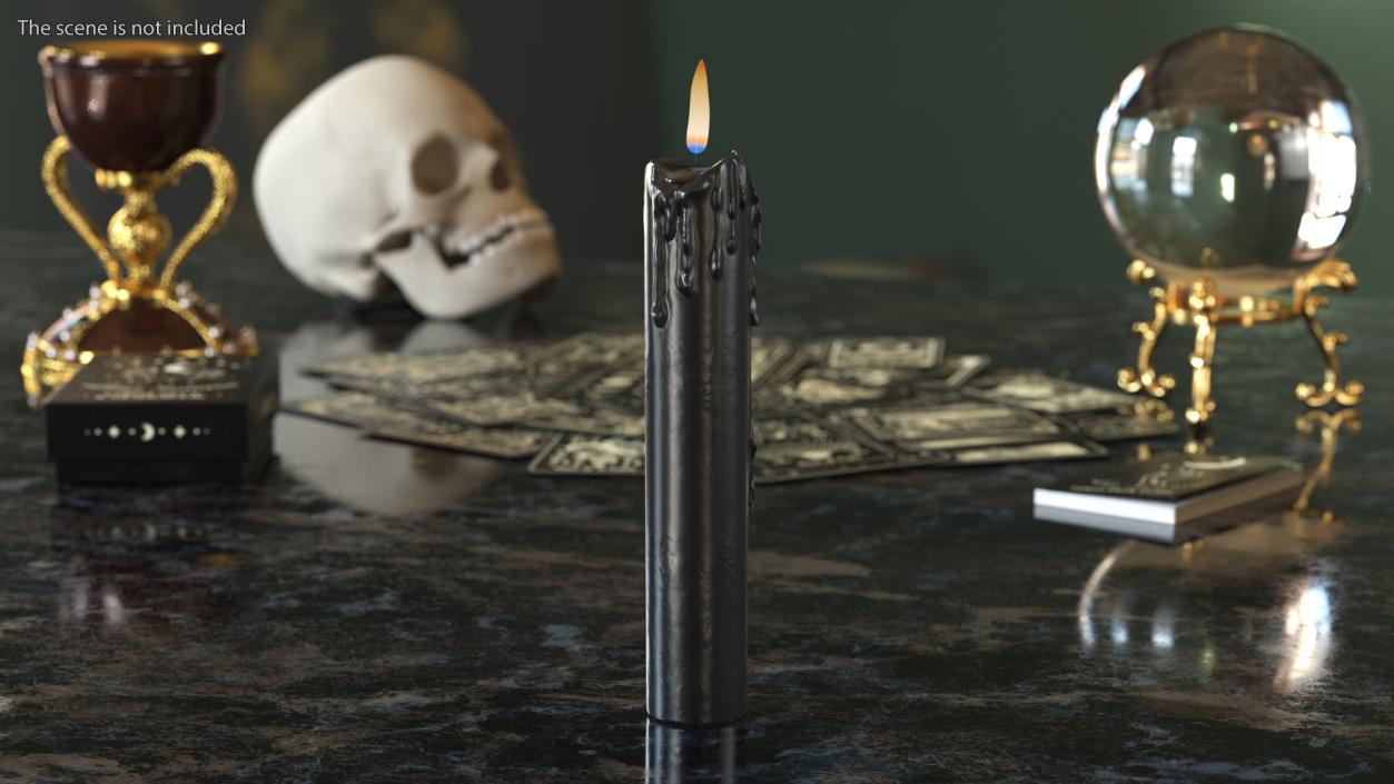 Single Burning Candle Black 3D