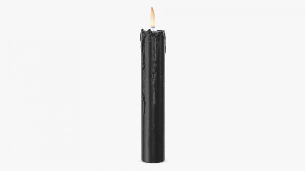 Single Burning Candle Black 3D