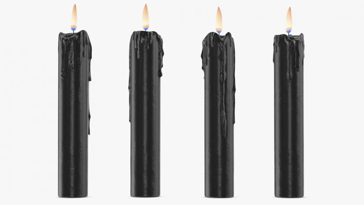 Single Burning Candle Black 3D