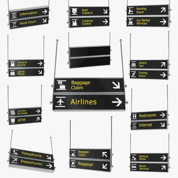 Airport Signs Collection 3D model