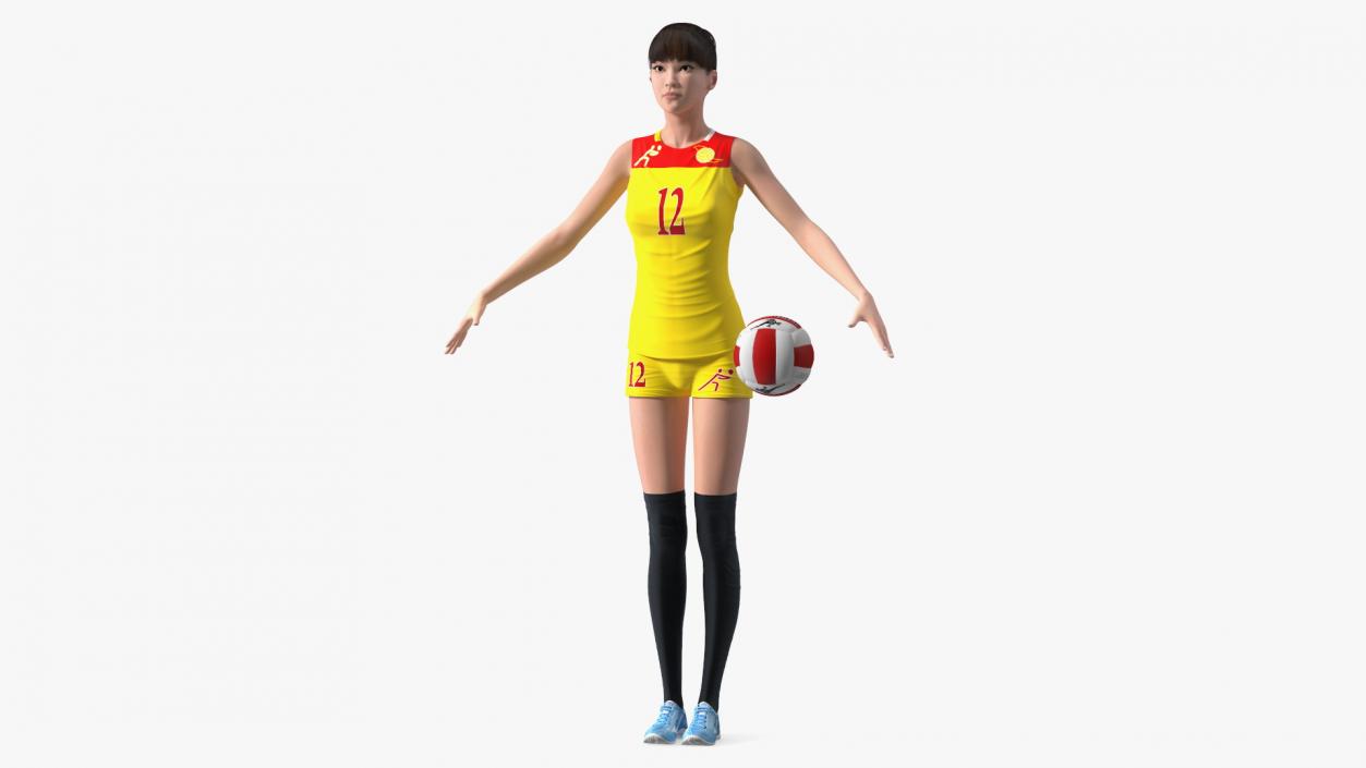 Young Chinese Woman Volleyball Player T-pose 3D model