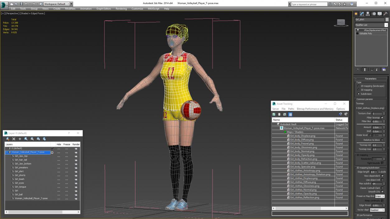 Young Chinese Woman Volleyball Player T-pose 3D model