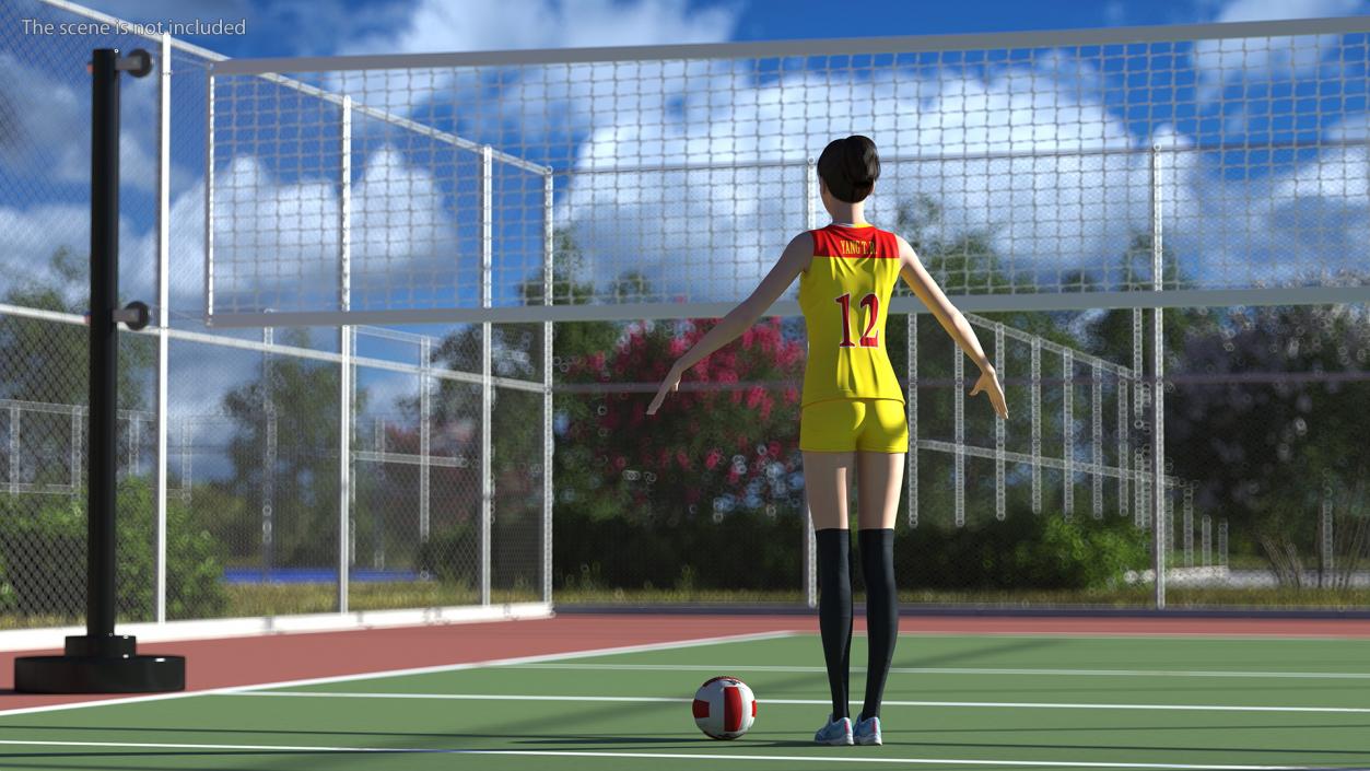 Young Chinese Woman Volleyball Player T-pose 3D model