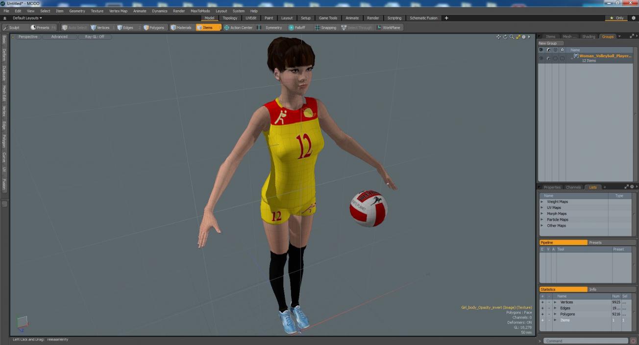 Young Chinese Woman Volleyball Player T-pose 3D model