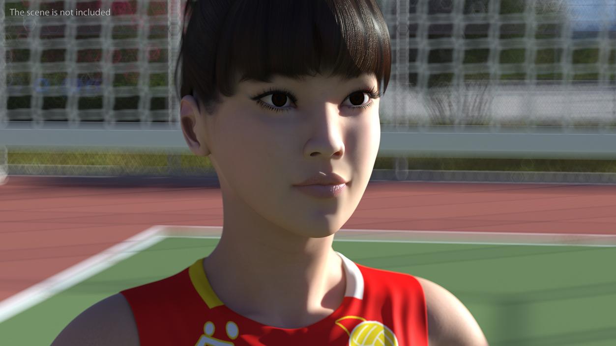 Young Chinese Woman Volleyball Player T-pose 3D model