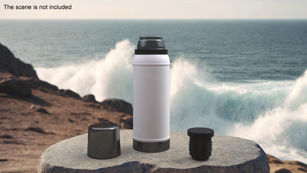 White Thermos Flask Open 3D model